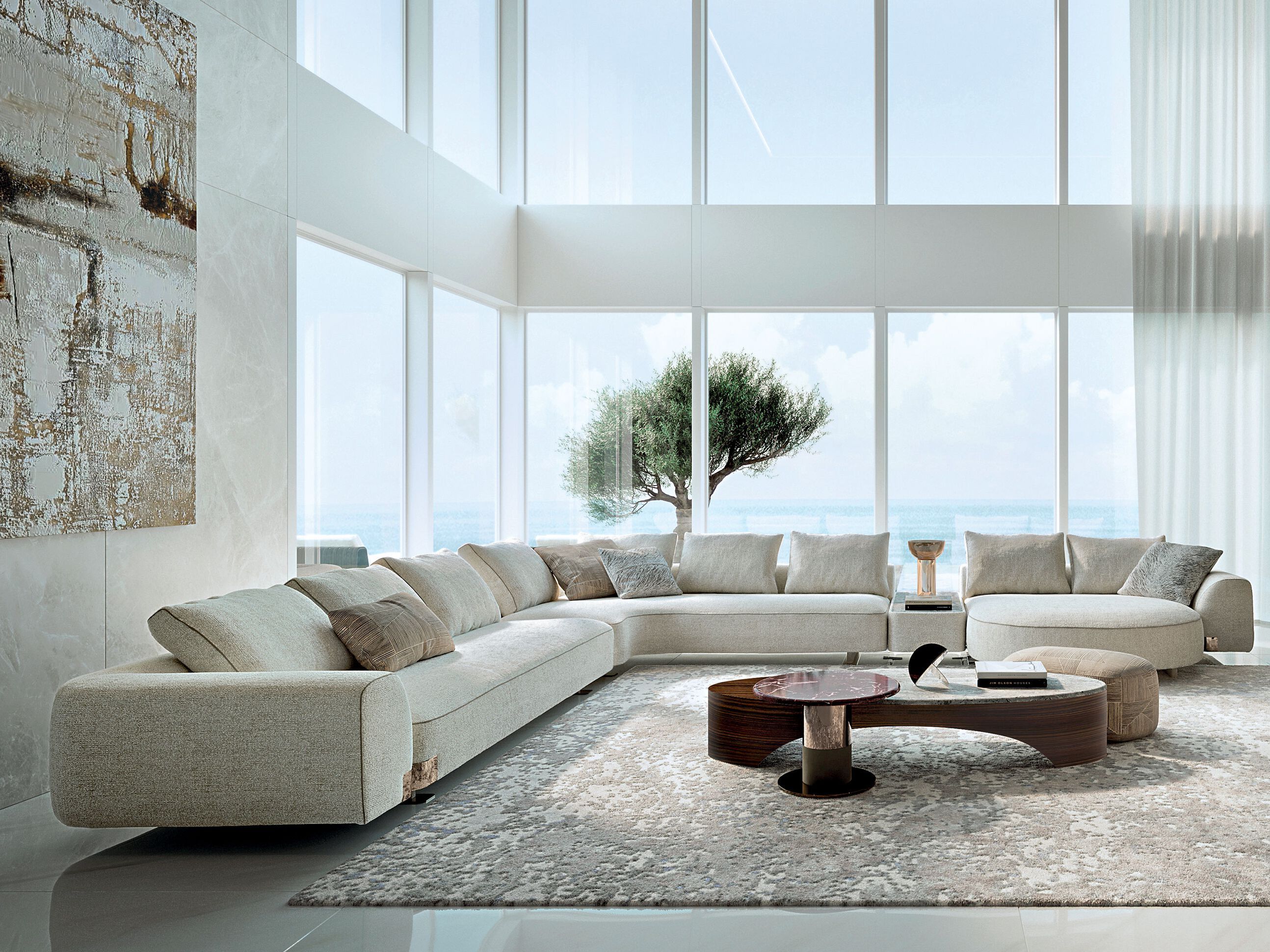 Секционный диван из ткани Longhi Blooming ARCH-00123580