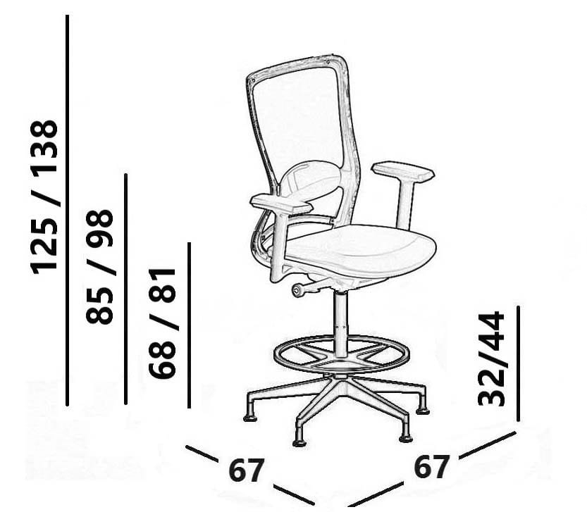 Сетчатый офисный стул с 5 спицами и подставкой для ног Luxy ARCH-00012648 - Вид №3
