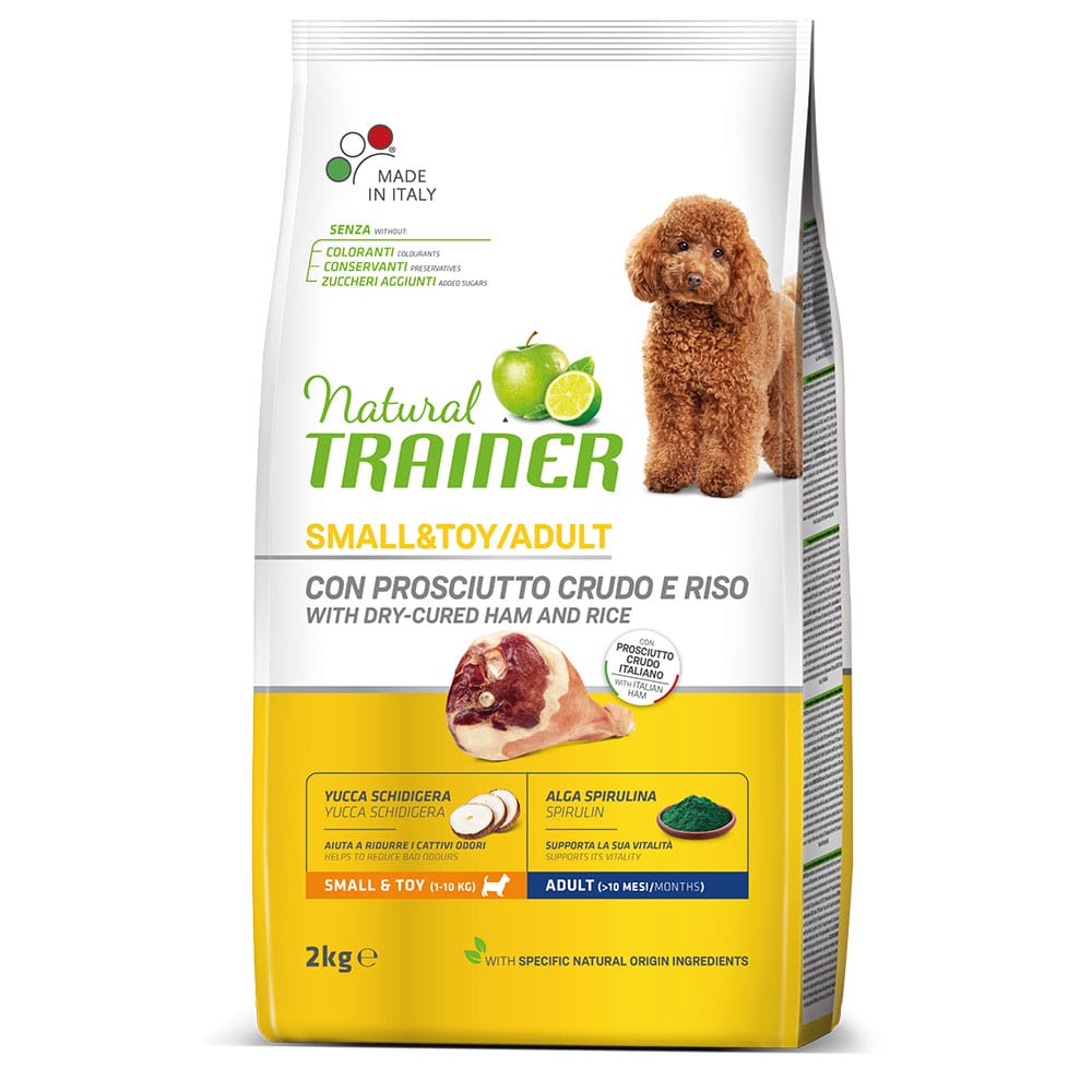 ПР0059529 Корм для собак TRAINER Natural Small&Toy для мелких и миниатюр.пород,сыровяленая ветчина,рис сух.2кг NATURAL TRAINER 