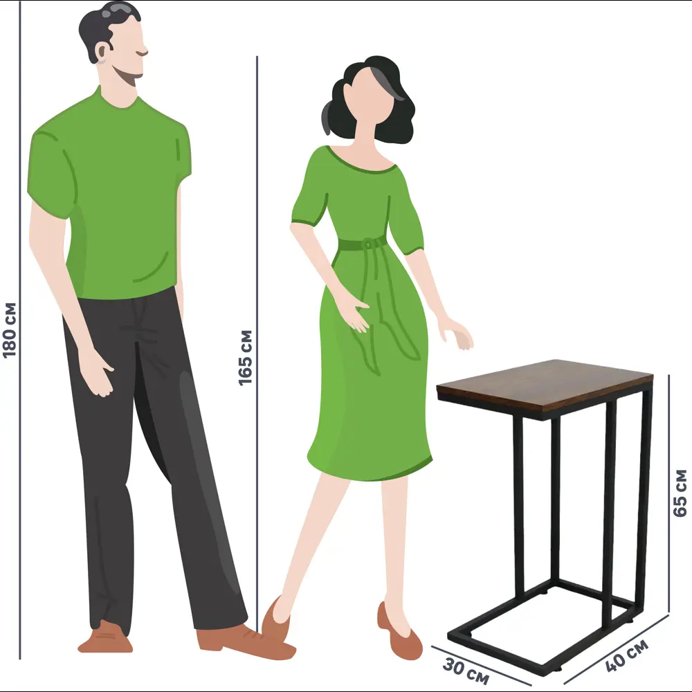 Столик журнальный приставной 45x30x65 см цвет черный дуб DREAM RIVER STLM-2104988 - Вид №4