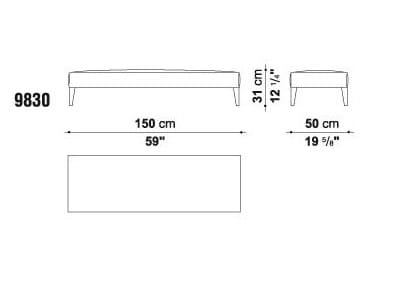 Мягкая скамейка из ткани Maxalto Filemone ARCH-00078363 - Вид №1