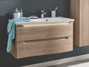 WUA36901SL(672/161) Puris Purefaction, тумба под раковину (2 ящика) 900 мм левая, цвет белый высокоглянцевый