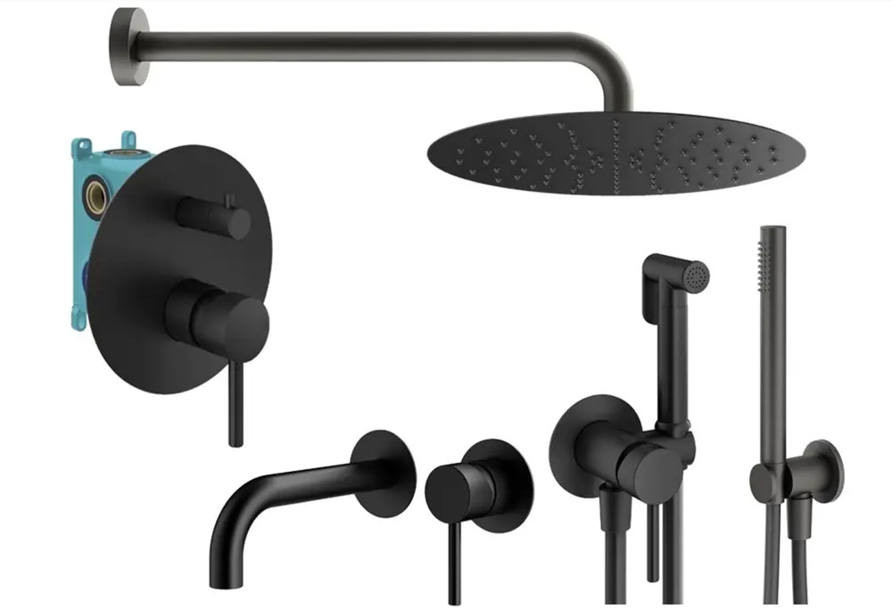 91720001 Комплект смесителей для душа Plumberia Selection KITZXO18NO210, Черный матовый STLM-0970676