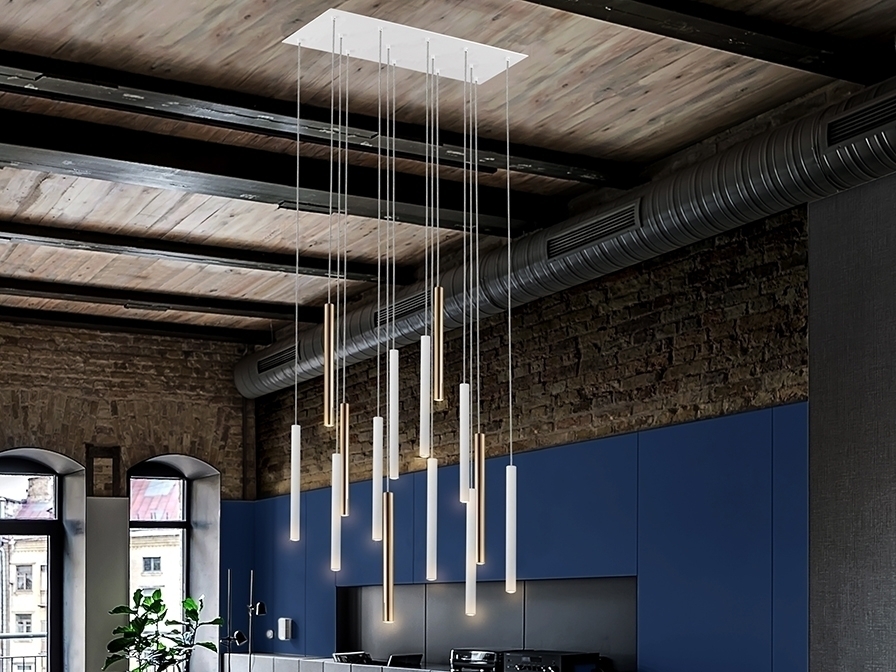 098240 Подвесной светильник 14L золотой/белый большой DIM Schuller Varas 