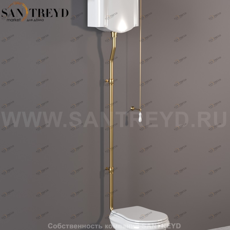 757391 Труба к высокому бачку (ранец) из 3 частей, латунь. Retro Kerasan