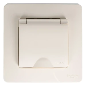 Розетка встраиваемая Systeme Electric Blanca с заземлением с крышкой и шторками цвет бежевый