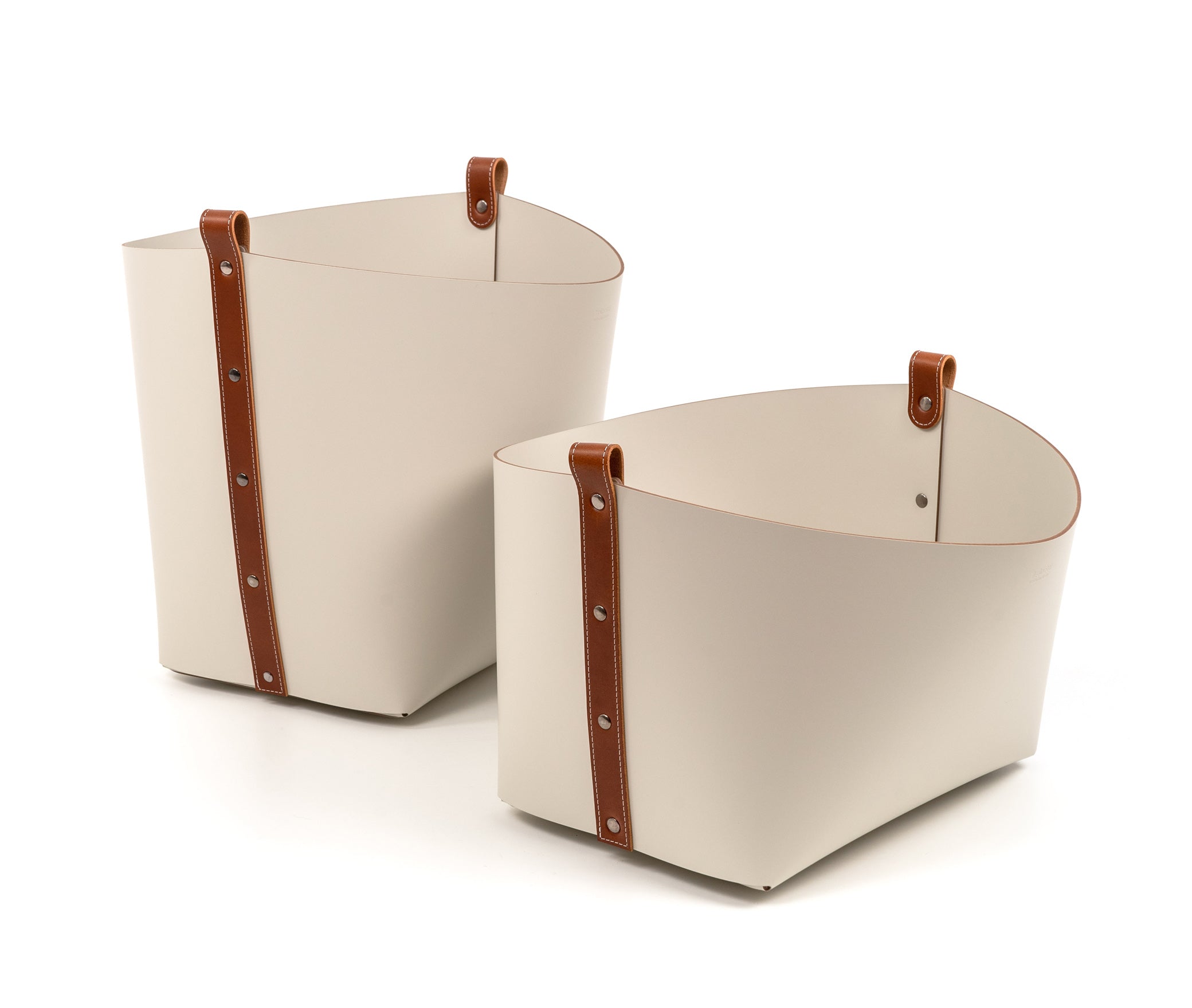 Маленькая корзина Ovo - 40X40XH29 см / регенерированная кожа_крем Pinetti 70.0180.082.027 - Вид №5