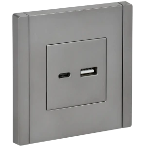 Розетка встраиваемая USB A-C IEK Forte&Piano цвет сталь 89435958 STLM-2211333