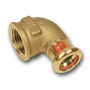 1130901812 SANHA 13090G пресс-фит. солн., бронза, угловой переход ВПр-ВР 18x1/2 мм