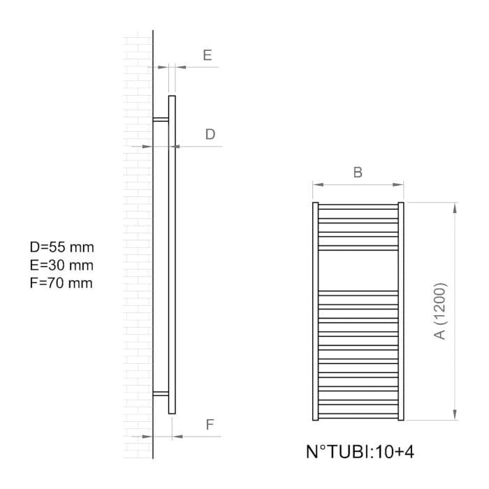 Настенный стальной полотенцесушитель с горячей водой Ercos Square ARCH-00005888 - Вид №2