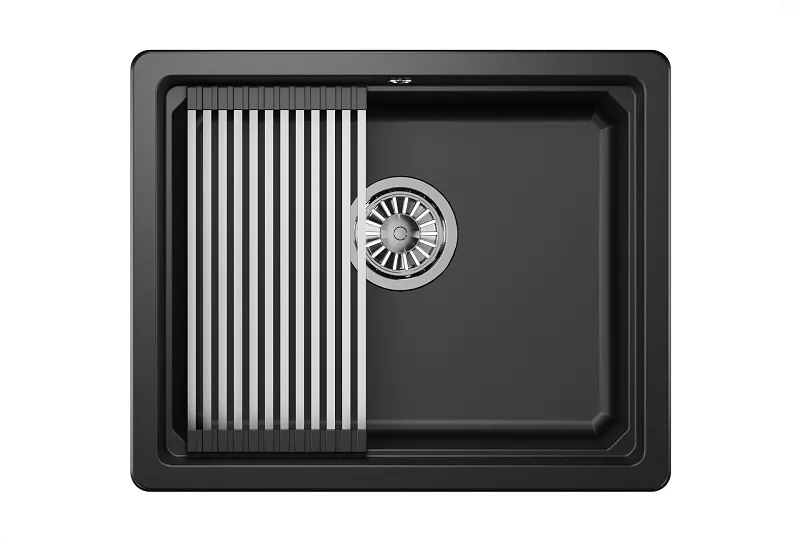 KS-5501U, ШВАРЦ (чёрный металлик), кухонная мойка, кварц