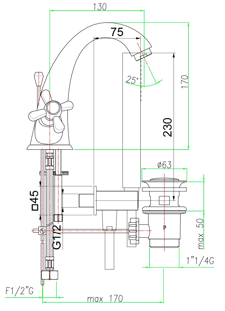 AM700102065 Смеситель для раковины Webert Armony - Вид №3