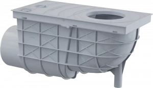 Ливнеотвод 300×155/110 мм, сток – боковой, серый