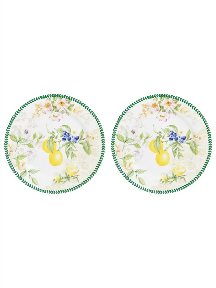 90232786 Набор тарелок для десертов Elan Gallery "Лимоны" New Bone China 19x19x2 см 2 предмета STLM-0887593