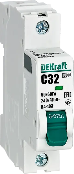 Автоматический выключатель DEKraft ВА-103 1P C32 для защиты электросетей 84509373