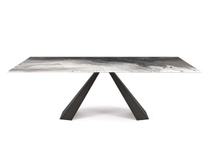 Прямоугольный стол из стали и хрусталя