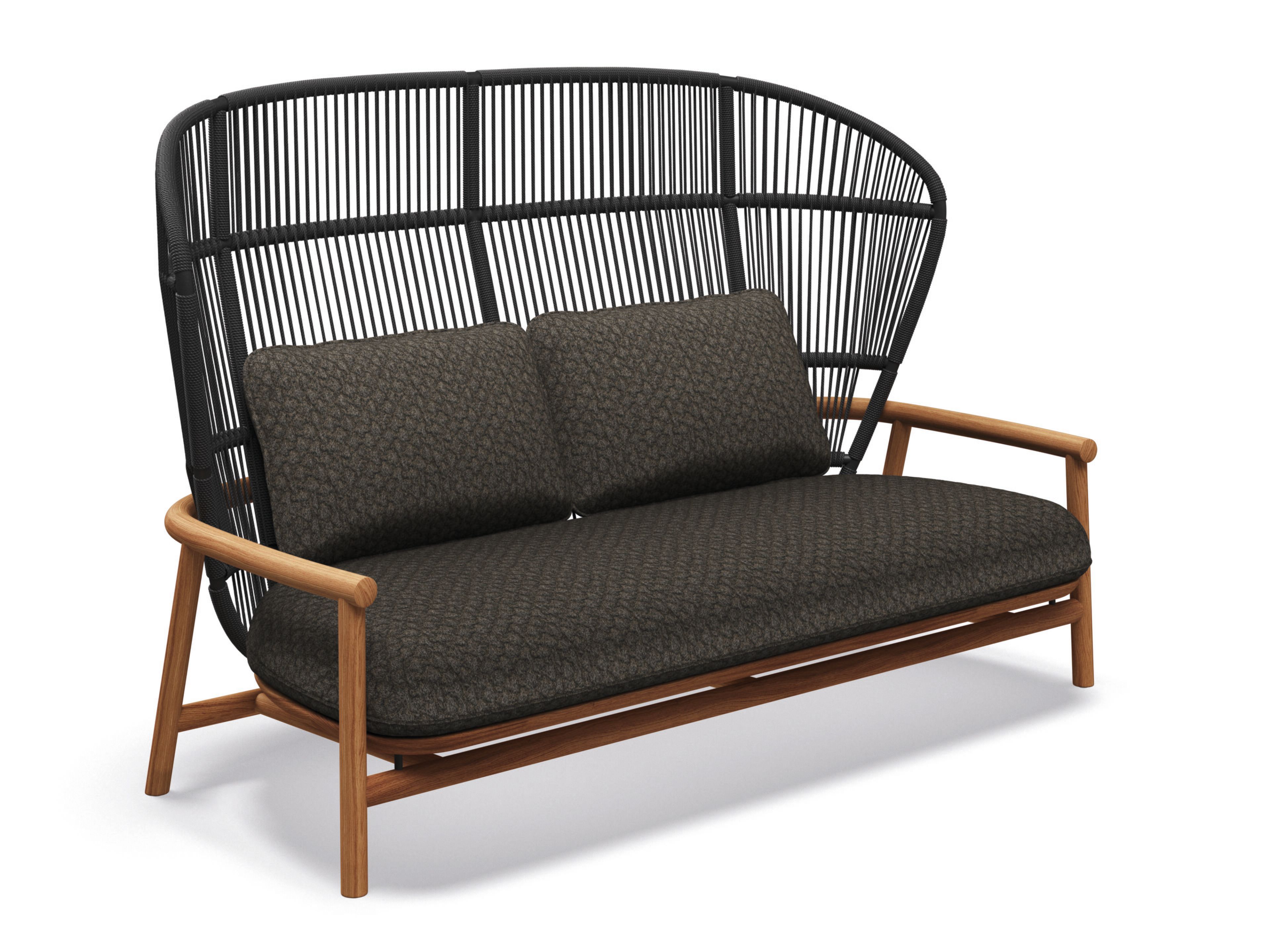 2-местный тканевый и веревочный садовый диван с высокой спинкой Gloster папоротник ARCH-00035216