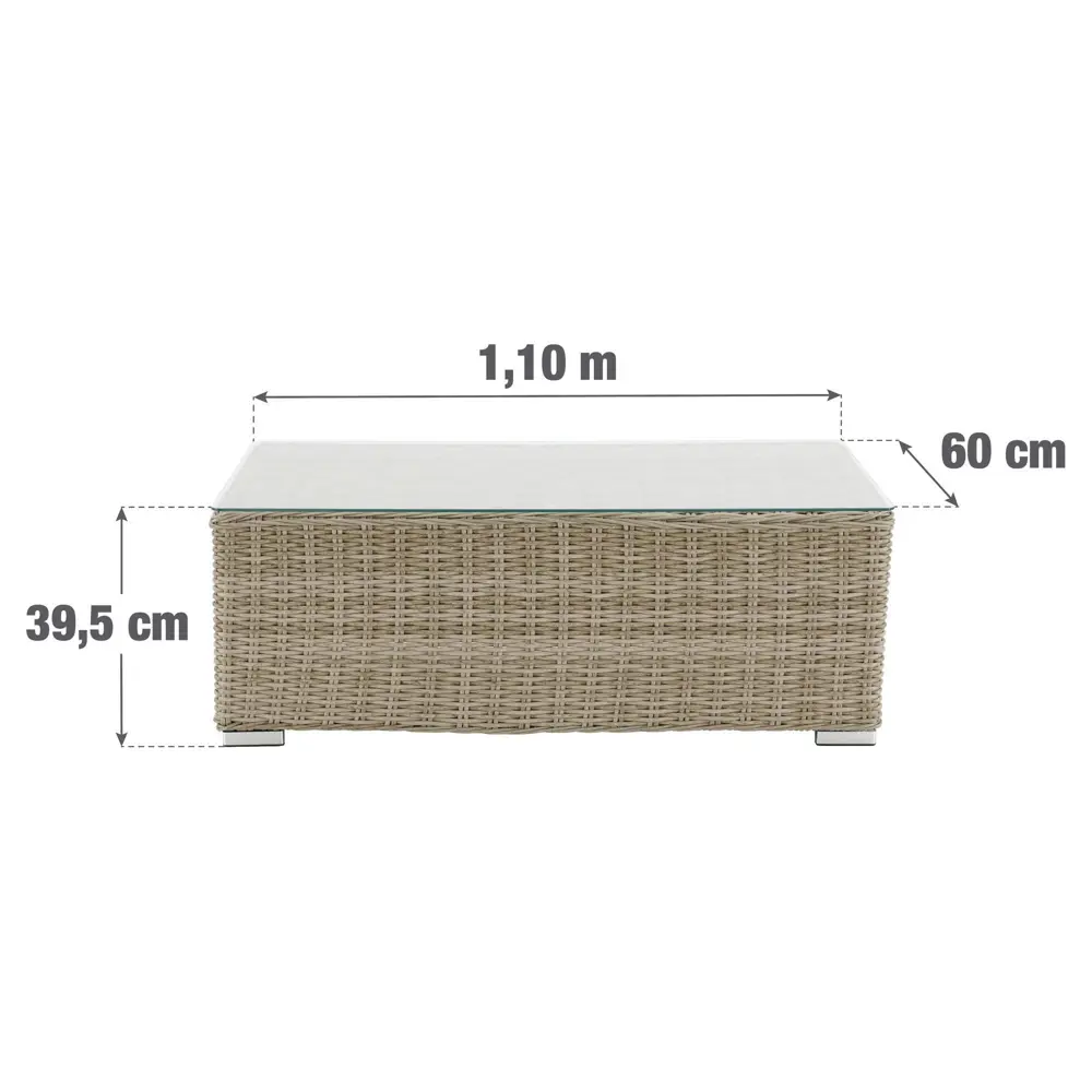 Стол садовый кофейный Alu 110x39.5 см, алюминий/полиротанг, цвет бежевый 81866569 STLM-2023869 NATERIAL  - Вид №7