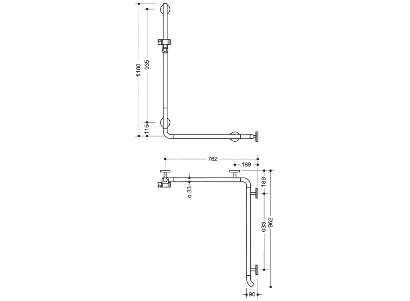 950.35.23099 Поручень для душа с держателем для душа HEWI Greifen  - Вид №2