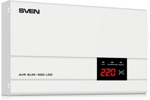 SV-012809 Stabilizer slim-500 lcd, relay, 400w, 500va, 140-260v, the function "pause", single outlet, 2.35 kg Sven Santreyd 