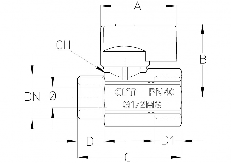 CIMBERIO CIM 012 12 Шаровой кран серии "Мини" НР/ВР CIM 012  - Вид №1