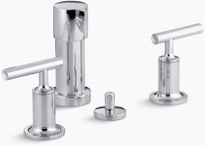 KOHLER Purist Вертикальный смеситель для биде с рычажными ручками K-14431-4-CP
