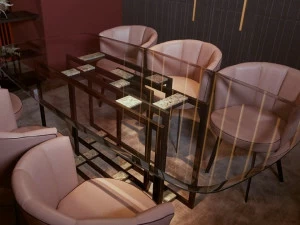 Borzalino Стеклянный стол с металлической структурой