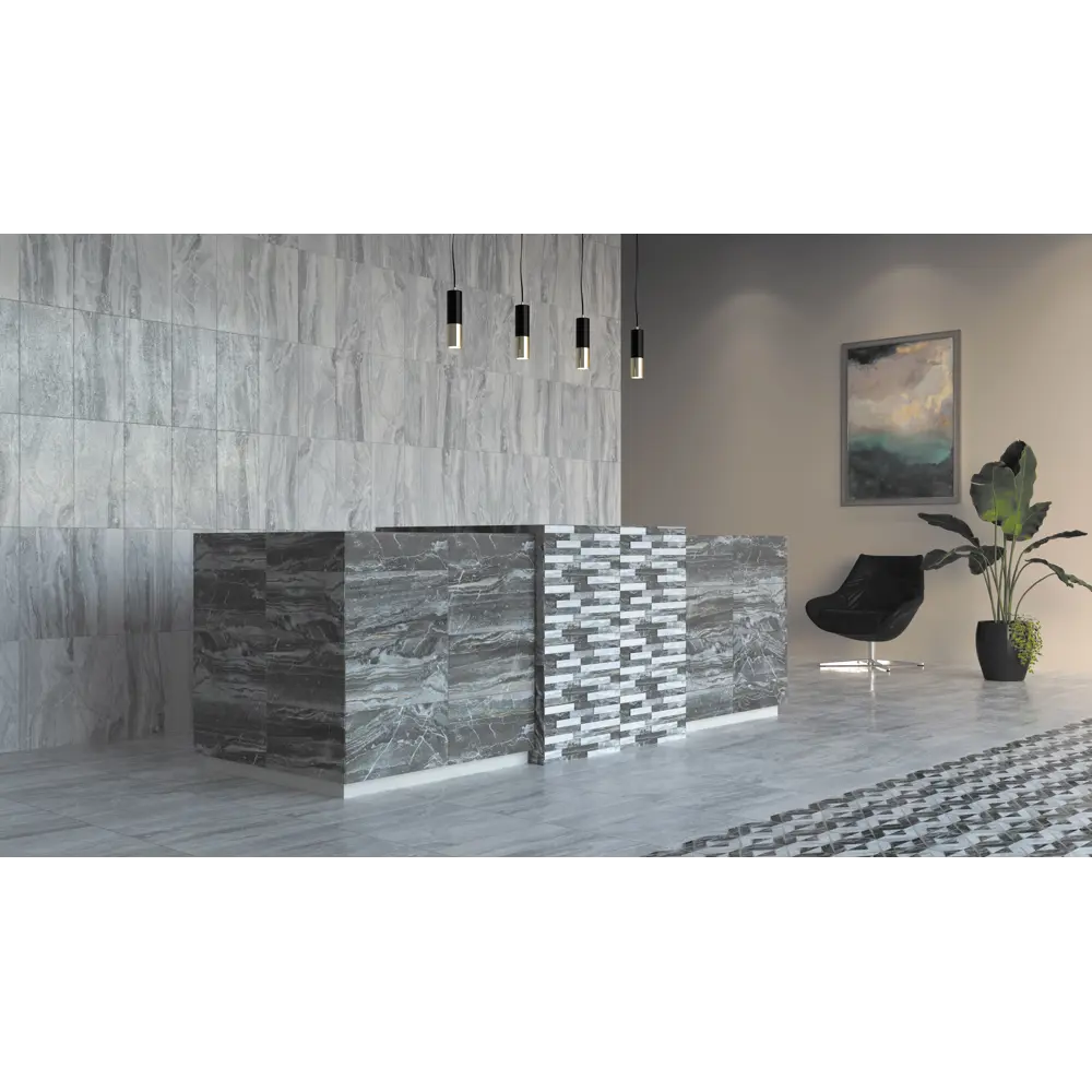 Керамогранит Bergamo 60x60 см 1.44 м² лаппатированный цвет черно-серый Santreyd STLM-2117022 - Вид №3
