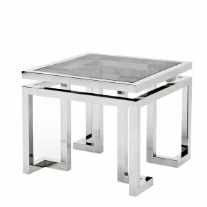 Журнальный столик квадратный со стеклянным топом 65 см Palmer от Eichholtz EICHHOLTZ  242390 Прозрачный;хром