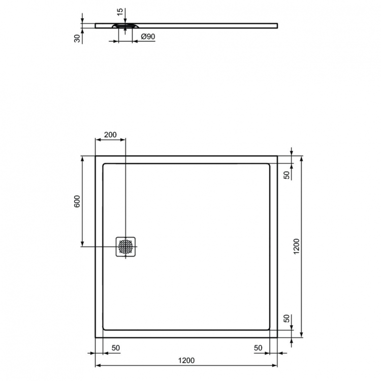 K8318FT Душевой поддон 120х120 см Ideal Standard ULTRAFLAT S  - Вид №2