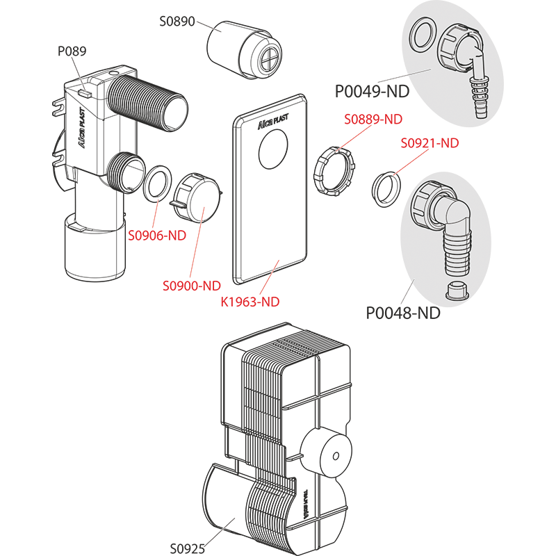 Сифон для стиральной машины под штукатурку, нержавеющая сталь ALCAPLAST APS3 - Вид №2