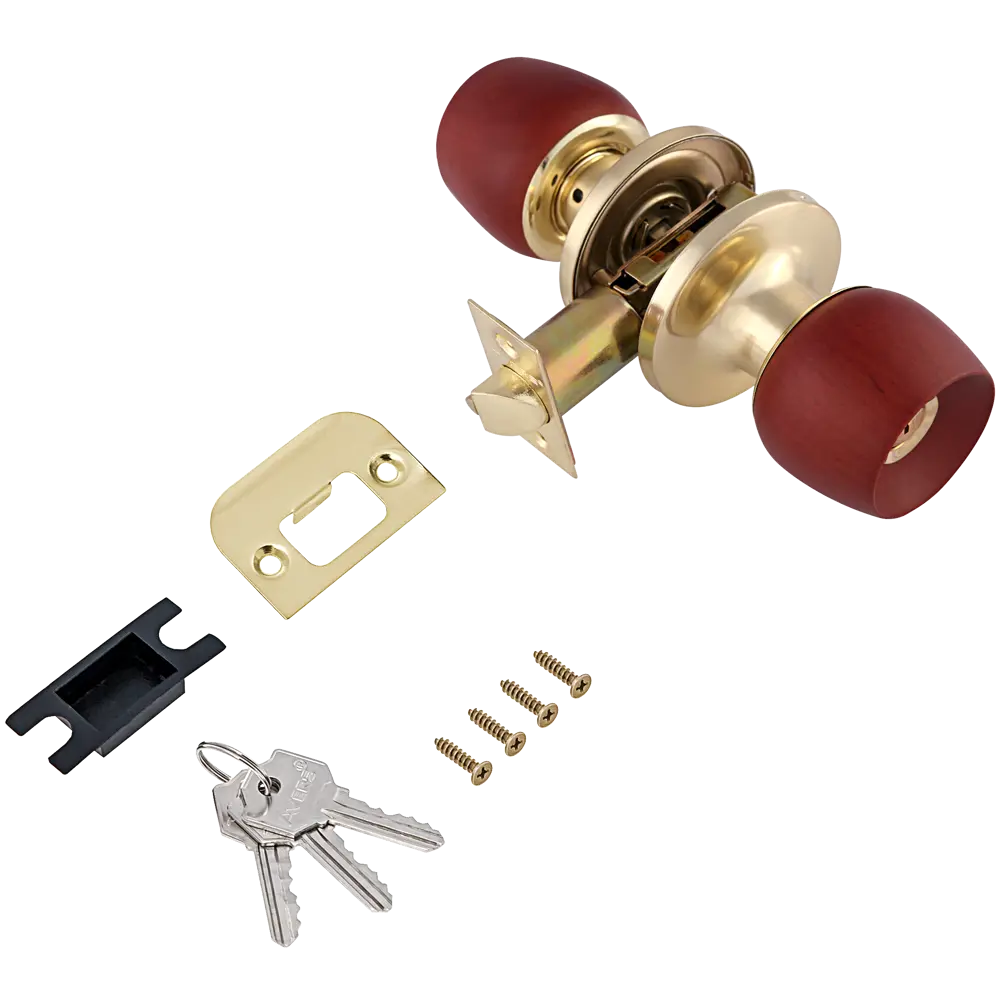 Ручка-защёлка Avers 0598-01-GM/Beech, с ключом и фиксатором, сталь, цвет матовое золото/бук STLM-2084442 - Вид №1