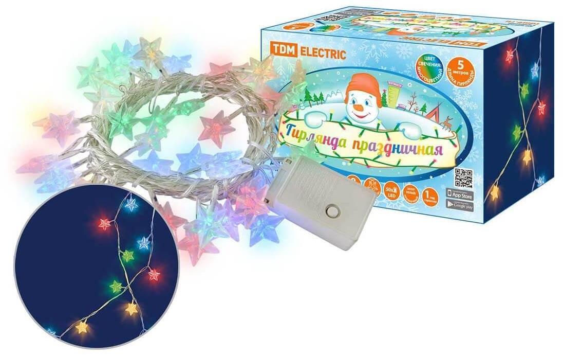 SQ0361-0049 Светодиодная гирлянда Звездочки 250V разноцветная 8 режимов TDM Electric