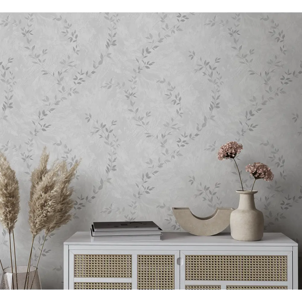 Victoria Stenova Afelia - серые флизелиновые обои с цветочным узором 89423654 STLM-1570246 - Вид №4