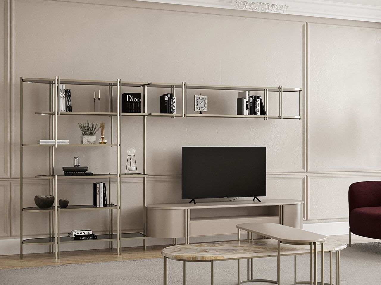 Отдельно стоящий книжный шкаф из металла и стекла NDESIGN румяна ARCH-00143954 - Вид №4