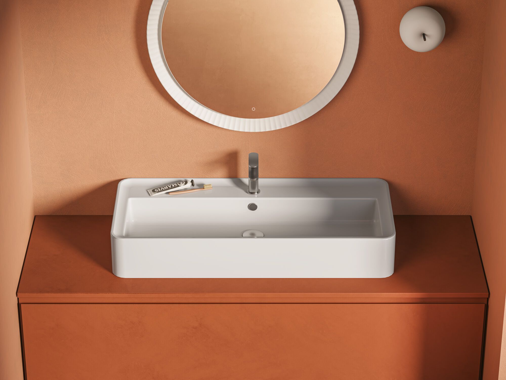 Керамическая столешница прямоугольная раковина ArtCeram Rodolfo ARCH-00026047