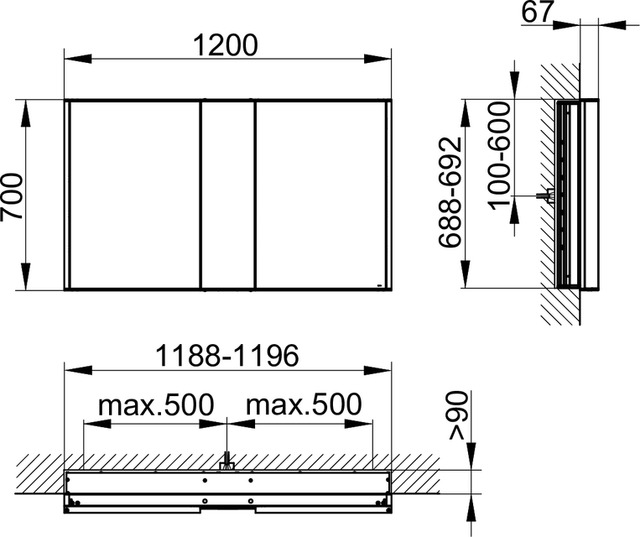 12814171301 Зеркальный шкаф KEUCO Royal Match - Вид №2