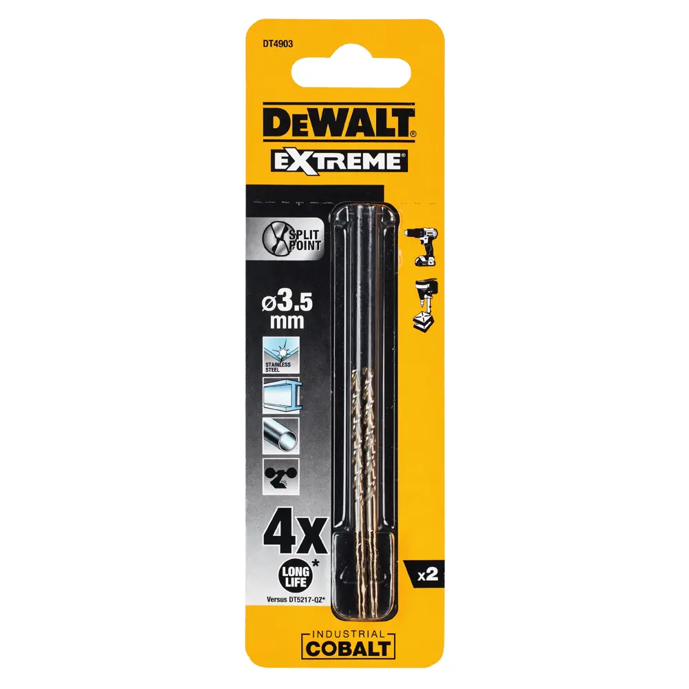 Сверло по металлу Dewalt 3.5х70 мм 2 шт. 18748201 STLM-2108732  - Вид №1