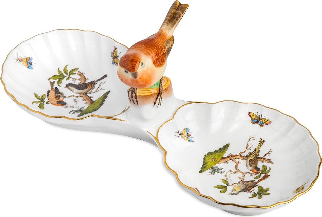 69311 Herend Блюдо двухсекционное 33,5см "Ротшильд" (с птичкой) Фарфор 