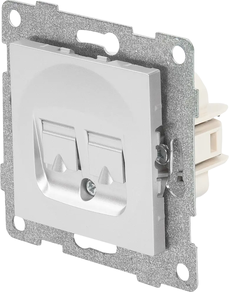 Телефонная розетка GUSI Electric встраиваемая серебристая для интерьера 83864427