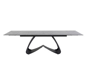 Выдвижной обеденный стол из стали и стекла