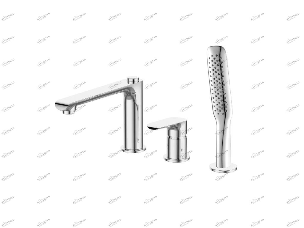 Смеситель на борт ванны с ручным выдвижным душем BelBagno ANCONA-BVD3-CRM