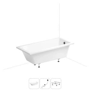 91683789 Акриловая ванна 180x85 см Wellsee FreeDom 231103007 со сливом-переливом и ножками STLM-1420382