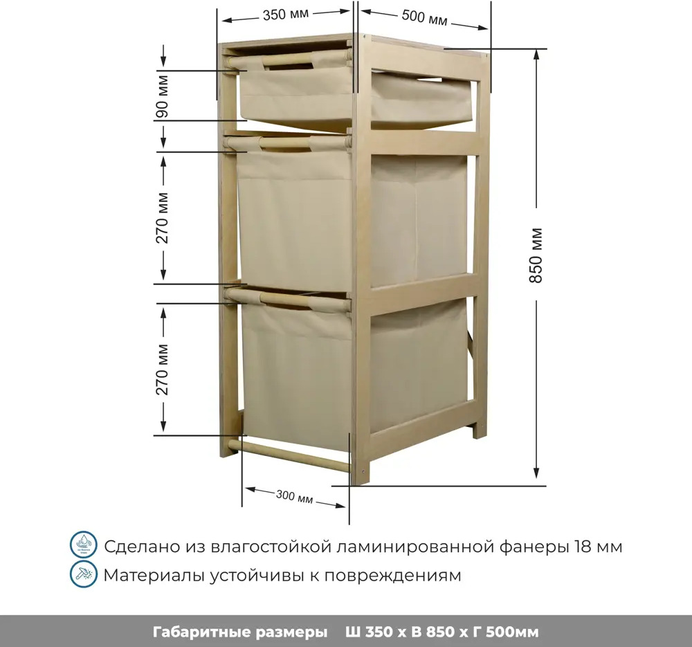 91697001 Корзина для белья Азбукадекор Горизонт 3_1 цвет бежевый STLM-0991607