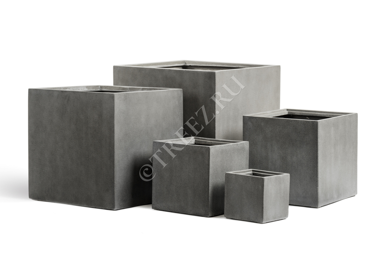 41.3317-02-005-GR/XL-60 Кашпо  Effectory - серия Beton - Куб (без вставок) - Тёмно-серый бетон Цветочная коллекция 