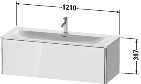 XS422608585 Тумбочка подвесная XSquare #XS4226 1210 x 478 мм Белый глянцевый лак Duravit - Вид №1