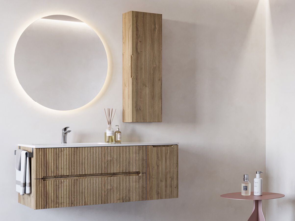 Деревянный одиночный подвесной умывальник со встроенным умывальником LEGNOBAGNO Verso ARCH-00122295