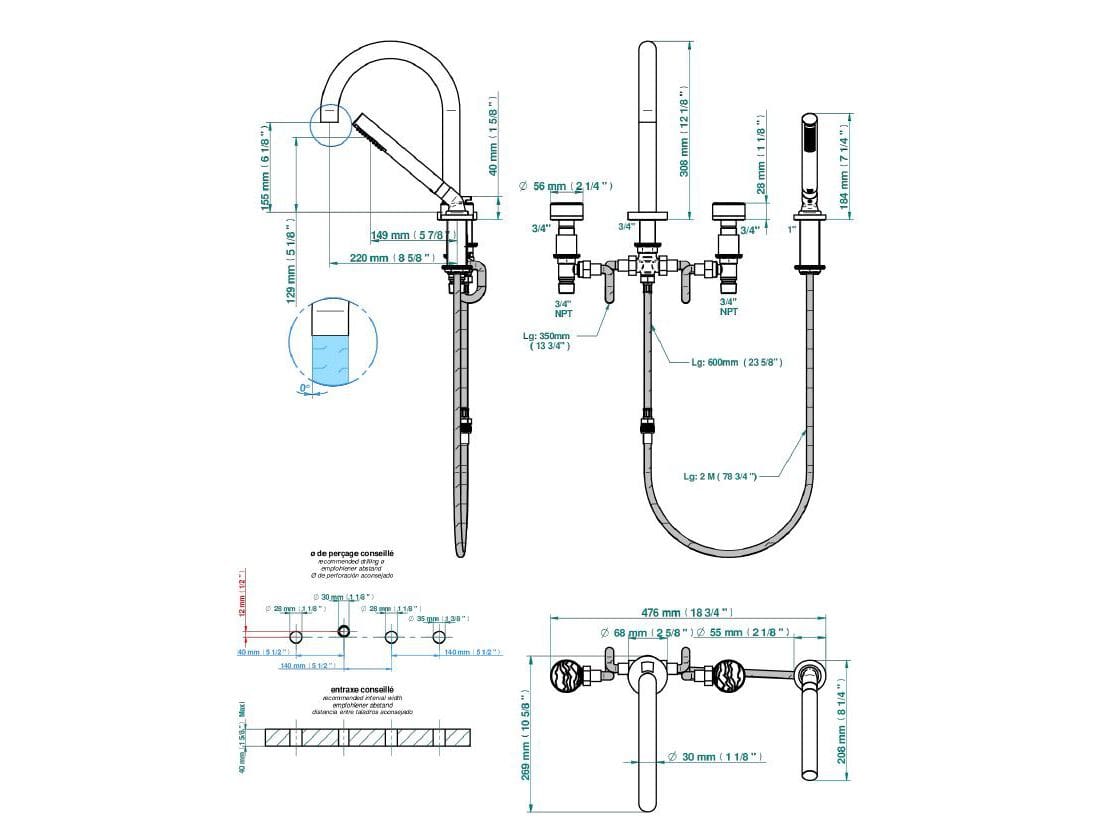 Набор для ванны с ручным душем THG Paris Yoko Ice ARCH-00041938 - Вид №2