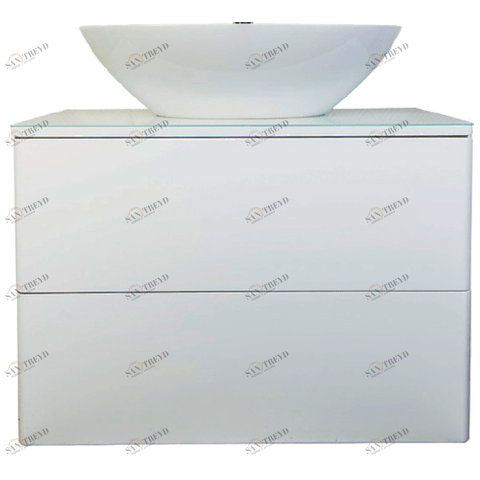 Тумба Otto 75 см., цвет белый. 2 ящика. Закруглённые бока у фасадов. Хром ORANGE sun-id-1516944