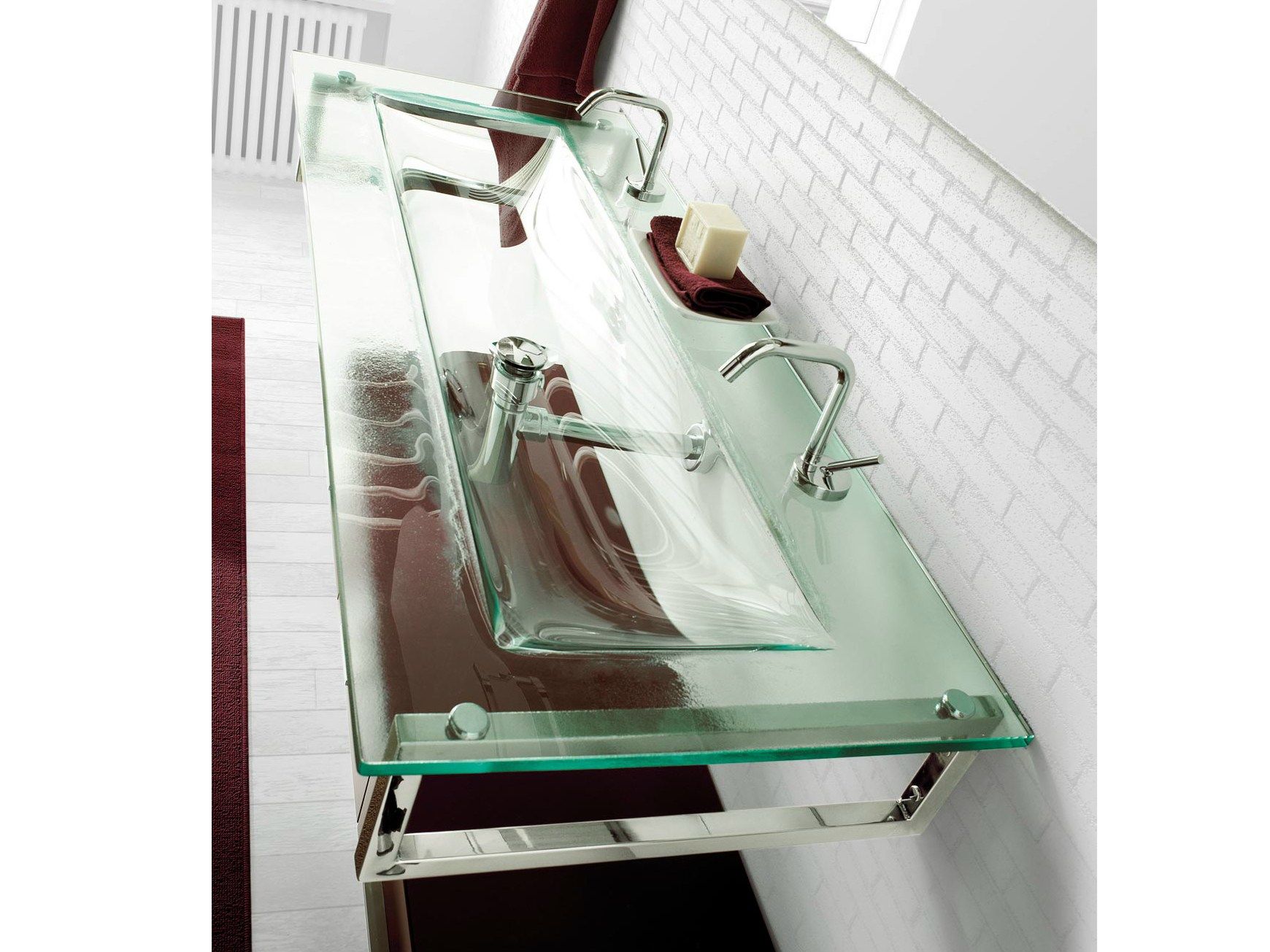 Кристалл прямоугольный двойной подвесной умывальник LASA IDEA ARCH-00010935